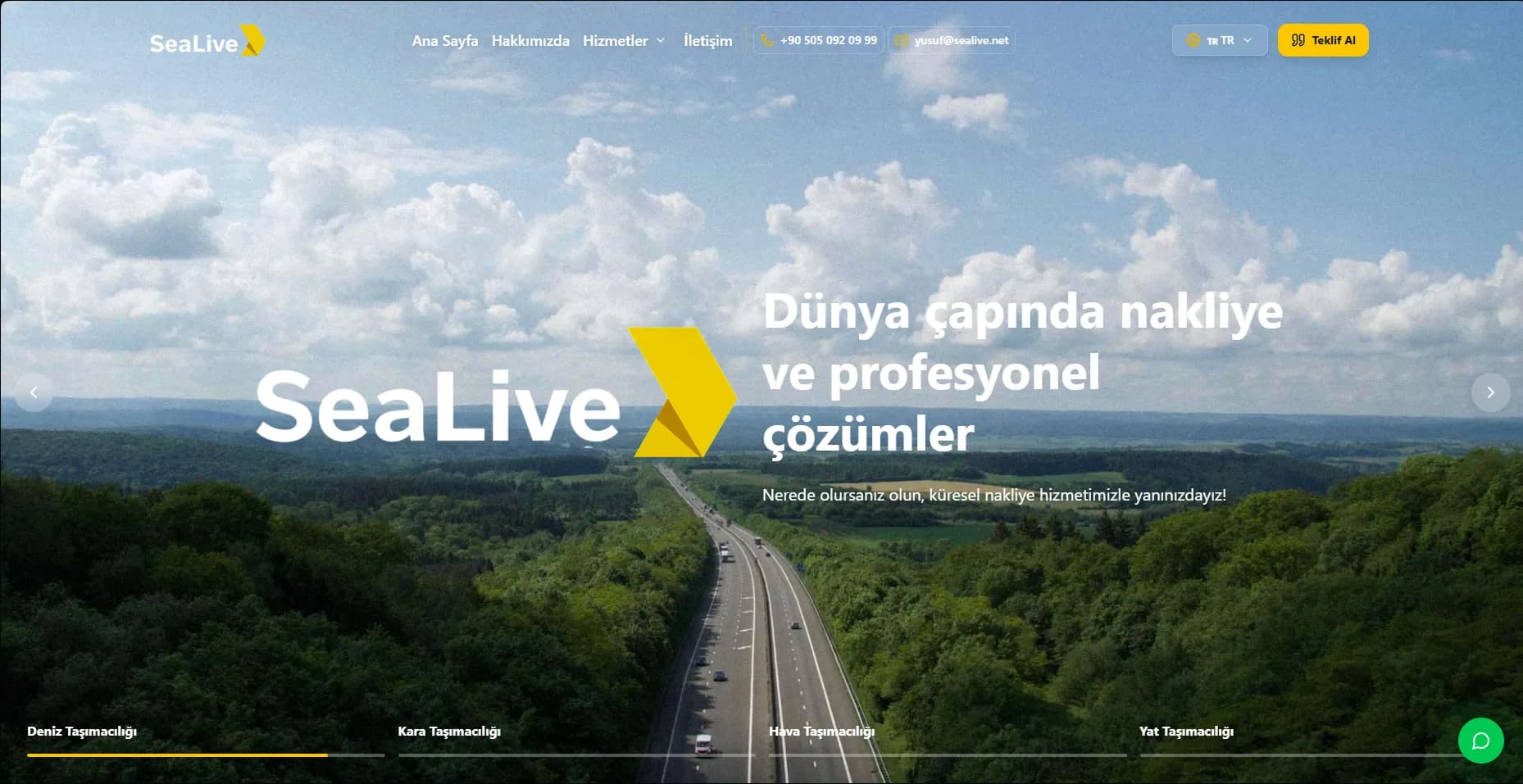 SeaLive Lojistik Web Sitesi